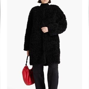 NWT Stand Studio Paola reversible faux shearling coat black fleece teddy Sherpa